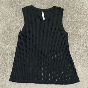 VGC Fabletics Bryce Eyelet Mesh Black Layered Tank Top Women's Size - Small